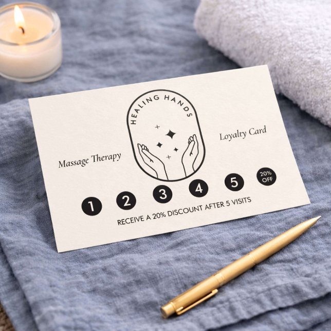 Modern Healing Hands Massage Ivory Loyalty Card Lojalitetskort (Skapare uppladdad)