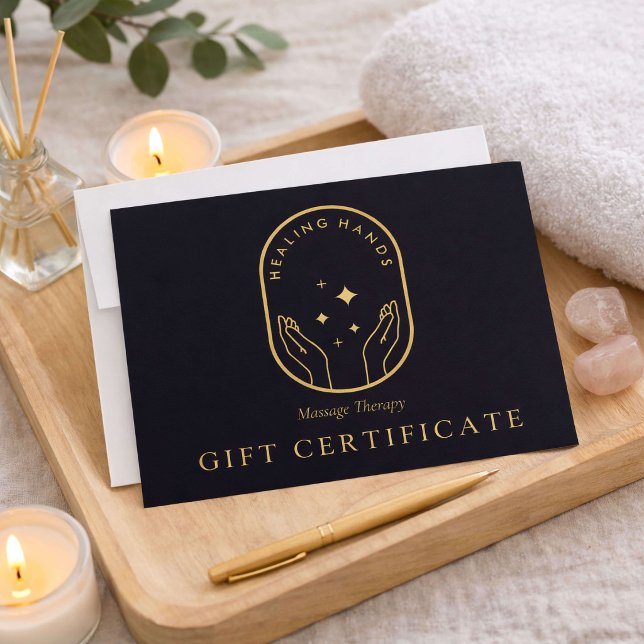 Modern Healing Hands Massage Terapi Presentkort Anteckningskort (Skapare uppladdad)