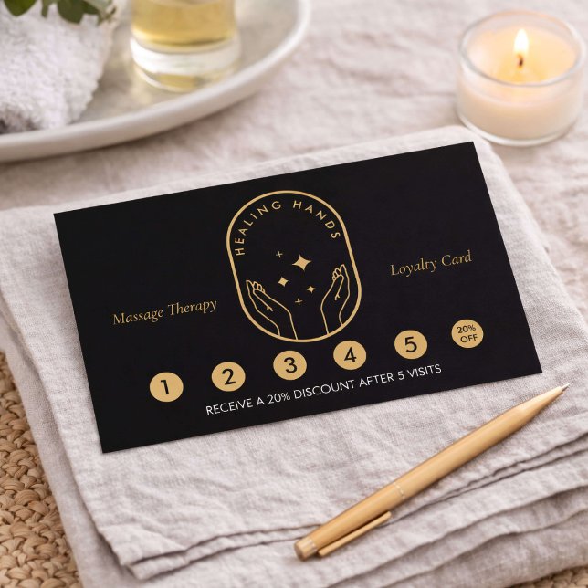Modern Healing Hands Massage Therapy Loyalty Card Lojalitetskort (Skapare uppladdad)