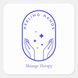 Modern Healing Hands Massage, Wellness Blått Logot Fyrkantigt Klistermärke
