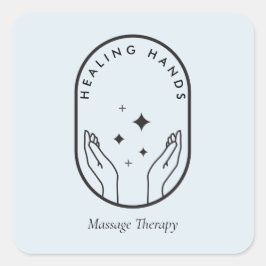 Modern Healing Hands Massage, Wellness Logo Blå Fyrkantigt Klistermärke
