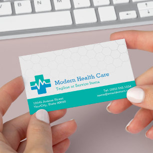 Modern HealthCare - vit Grönt Blue Visitkort