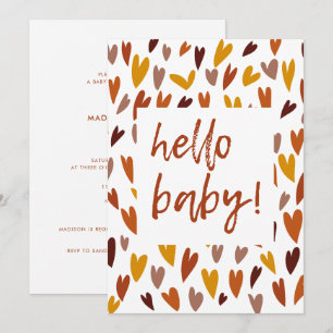 Modern Heares Gender Neutral Hej Baby Shower Inbjudningar