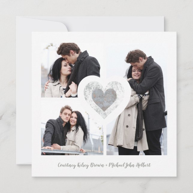 Modern Heart 3 Bilder Förlovningsession Romantisk  Spara Datumet (Framsida)