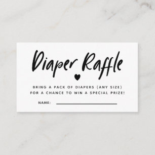 Modern Heart Baby Shower Diaper Raffle Biljett Tilläggskort