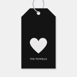 Modern Heart Black Preppy Rand Personlig Presentetikett