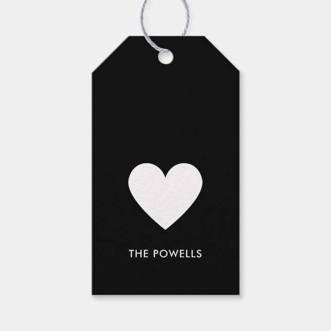 Modern Heart Black Preppy Rand Personlig Presentetikett (Framsidan)