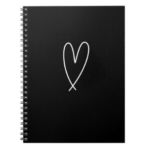 Modern Heart Black & White Minimal Bröllop Anteckningsbok