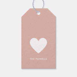 Modern Heart Blush Rosa Preppy Randig Personlig Presentetikett