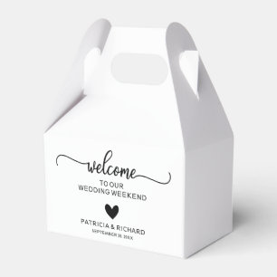 Modern Heart Bröllop Välkommen Hotell Presentaskar