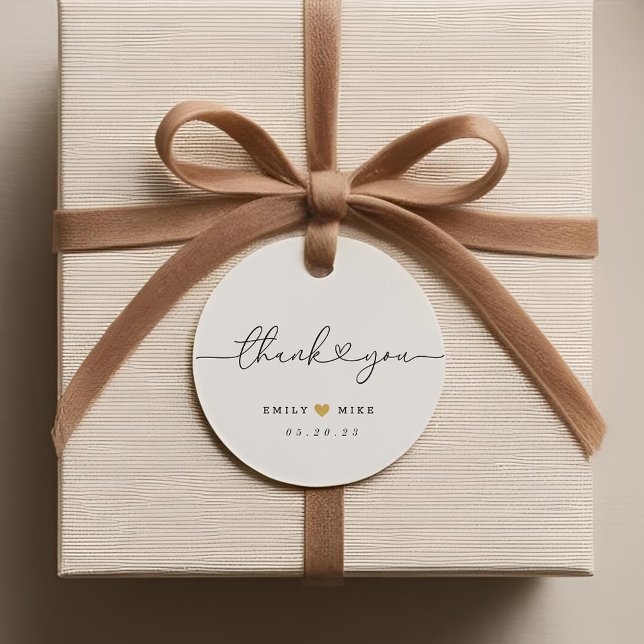 Modern Heart Calligraphy Bröllop Tack Gåvor Etiketter (Skapare uppladdad)