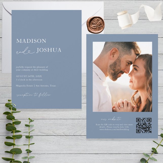 Modern Heart Calligraphy Photo QR-kodinbjudan Inbjudningar (Skapare uppladdad)