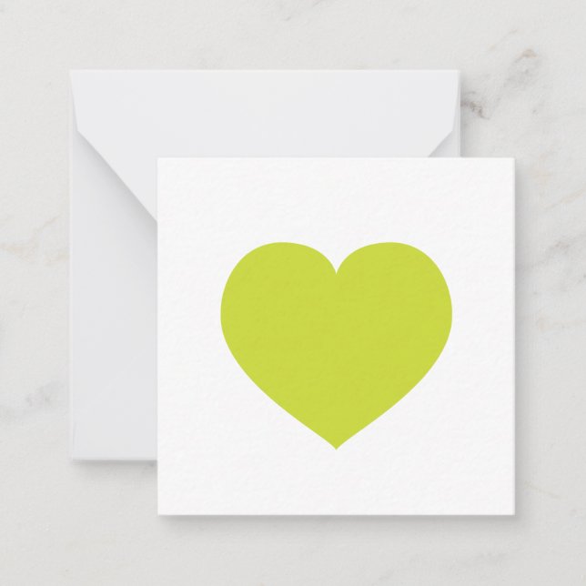 Modern Heart Gift Märkre Kärlek Note Lime Green Anteckningskort (Framsida)