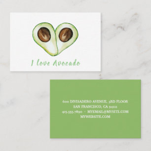 Modern Heart-Grönt I Kärlek Avocado-citat Visitkort