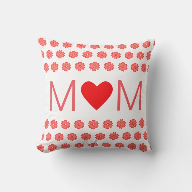 Modern Heart Mamma & Hjärtblommor Kudde (Framsida)