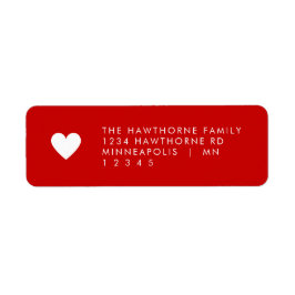 Modern Heart Minimal Red Simple Send Kärlek Adress Returadress Etikett