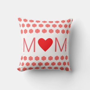 Modern Heart Mom & Heart Flowers Kudde