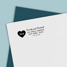 Modern Heart Monogram par-Returadress Självfärgande Stämpel