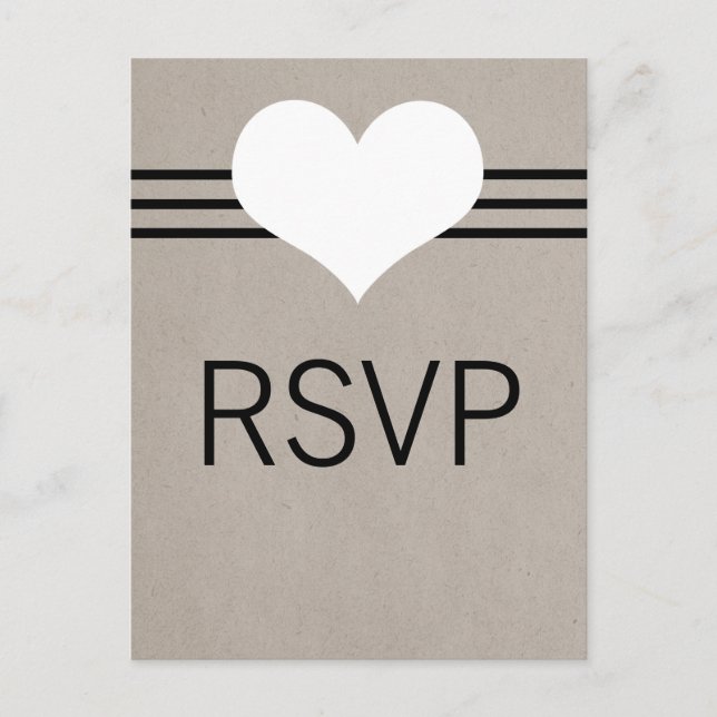 Modern Heart OSA Postcard, Beige Inbjudan Vykort (Framsida)