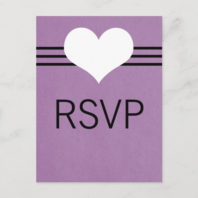 Modern Heart OSA vycard, Lila Inbjudan Vykort (Framsida)