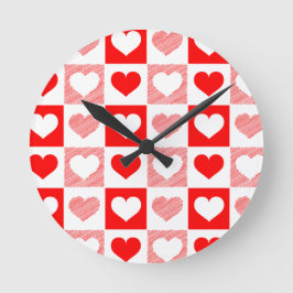 Modern Heart Pattern Wall Clock - Red and Pink Rund Klocka