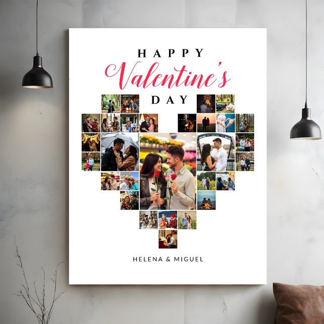 Modern Heart Photo Collage Valentines day Gift Canvastryck (Skapare uppladdad)