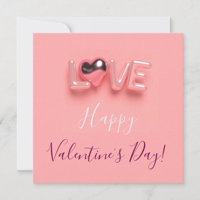  MODERN  HEART PINK VALENTINES DAY   INBJUDNINGAR (Framsida)