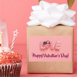  MODERN  HEART PINK VALENTINES DAY   REKTANGULÄRT KLISTERMÄRKE