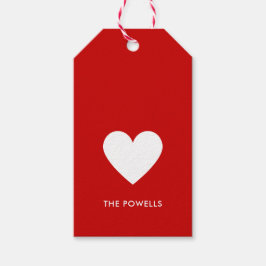 Modern Heart Red White Preppy Rand Personlig Presentetikett
