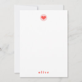 Modern Heart Rosa Personlig Namn Tack Kort