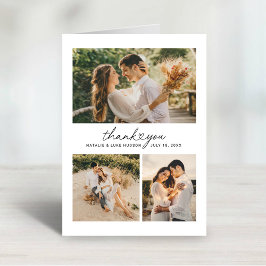 Modern Heart Script Bröllop Photo Collage Tack Kort