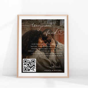 Modern Heart Script Photo Honeymoon Fund Bröllop Poster