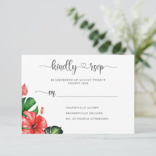 Modern Heart Script Tropiskt Temat Svarskort OSA Kort