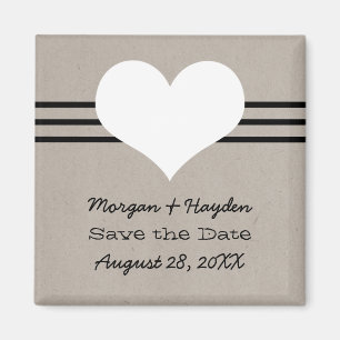 Modern Heart Spara datum magneter, Beige Magnet