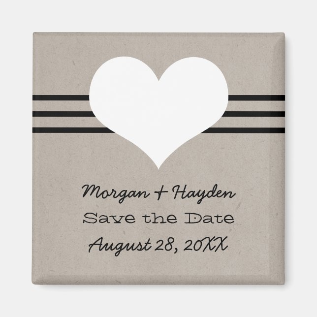 Modern Heart Spara datum magneter, Beige Magnet (Framsidan)