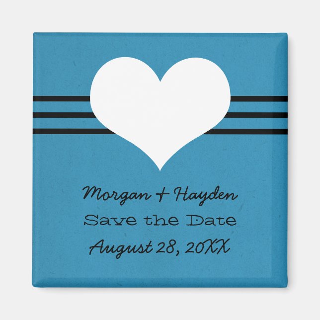 Modern Heart Spara datum magneter, Blue Magnet (Framsidan)