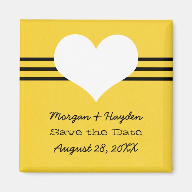 Modern Heart Spara datum magneter, Gult Magnet (Framsidan)