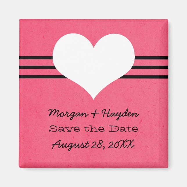 Modern Heart Spara datum magneter, Rosa Magnet (Framsidan)