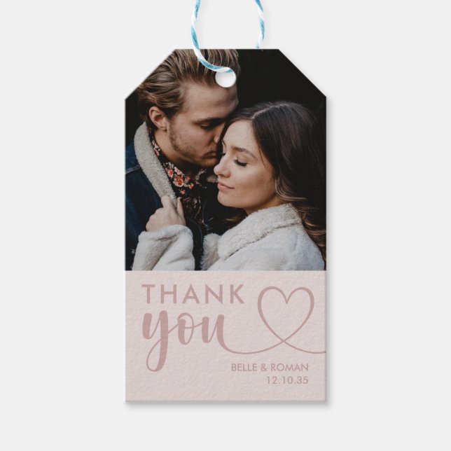 Modern Heart Tack Calligraphy Ro Guld Presentetikett (Framsidan)