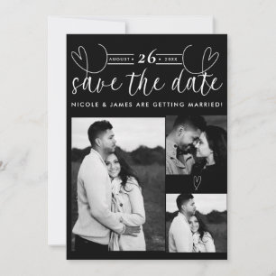 Modern Hearts Black & White Chic Spara datum
