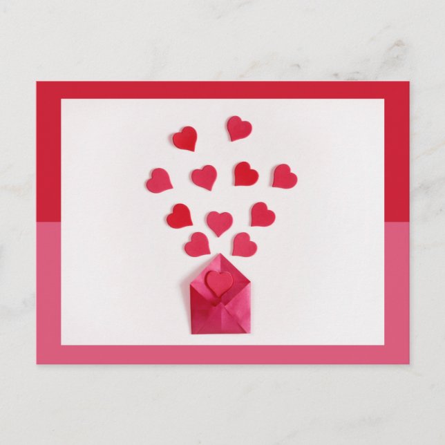 Modern Hearts Colorblock Valentindagen Postcard Vykort (Framsida)