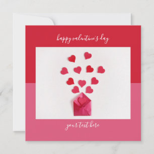 Modern Hearts Colorblock Valentines Day Card Julkort