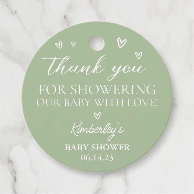 Modern Hearts Hej Baby Shower Tack Gåvor Etiketter (Framsida)