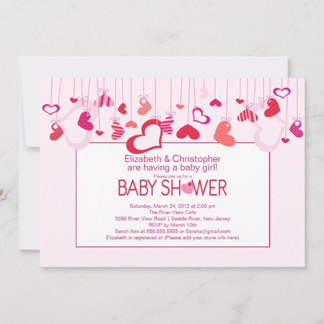Modern Hearts Par Baby Shower-inbjudan Inbjudningar (Framsida)