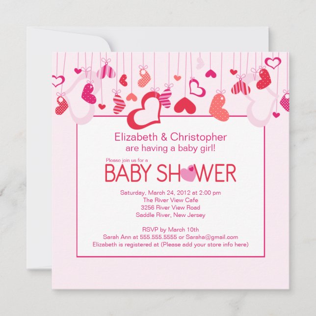 Modern Hearts Par Baby Shower-inbjudan Inbjudningar (Framsida)