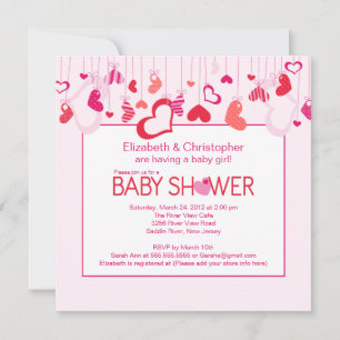 Modern Hearts Par Baby Shower-inbjudan Inbjudningar