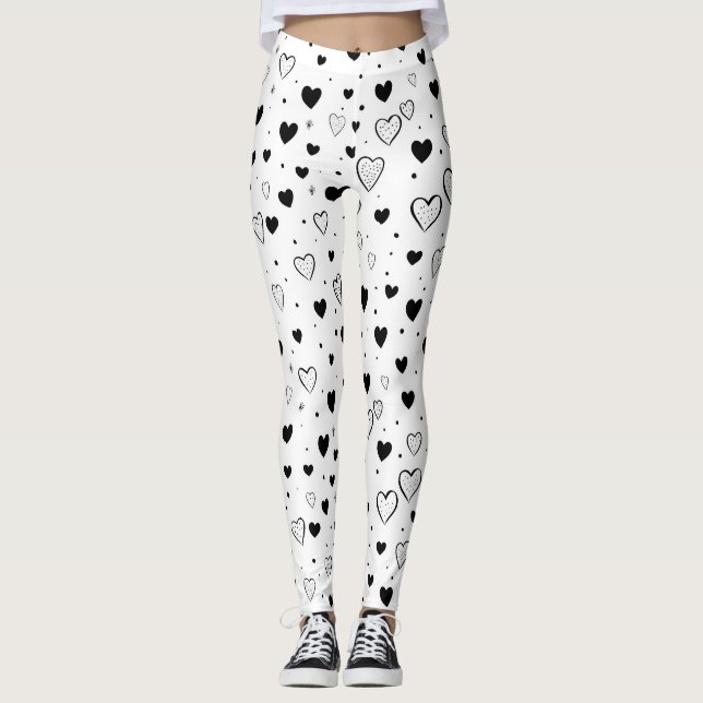 Modern Hearts Pattern Leggings (Framsida)