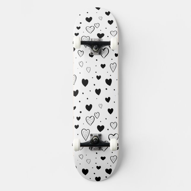 Modern Hearts Pattern Mini Skateboard Bräda 18,5 Cm (Framsida)