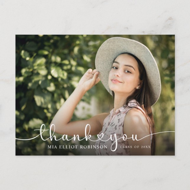 Modern Hearts skript Studenten Photo Tack Vykort (Framsida)