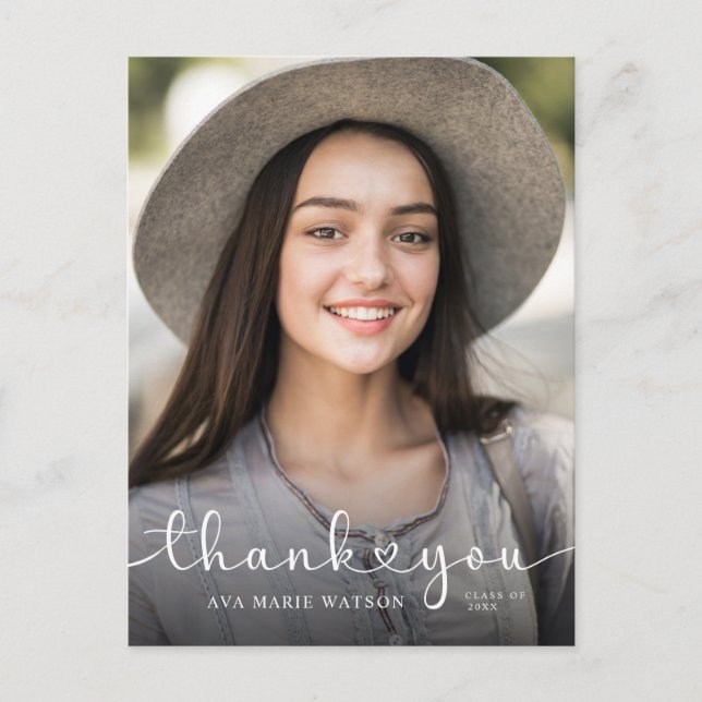 Modern Hearts skript Studenten Photo Tack Vykort (Framsida)